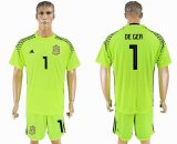 2018 World Cup Spain #1 DE GEA Fluorescent green goalkeeper soccer jersey