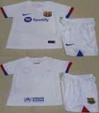 2023-2024 Barcelona club white Youth soccer jerseys away