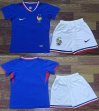 2024-2025 France team blue white kid soccer jerseys home
