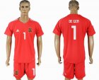 2018 World Cup Spain #1 DE GEA red goalkeeper soccer jersey