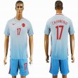 2016 Turkey team CALHANOGLU #17 skyblue soccer jersey away