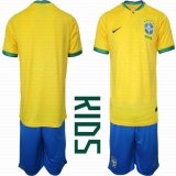 2022 World Cup Brazil team yellow blue Youth soccer jersey home