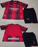 2023-2024 AC Milan club red black kid soccer jersey home-GD