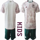 2022 World Cup Mexico Team white red green kid soccer jerseys away