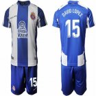 2018-2019 RCD Espanyol #15 DAVID LOPEZ blue white soccer jersey home