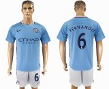 2017-2018 Manchester City #6 FERNANDO skyblue soccer jersey home