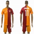 2015-2016 Galatasaray club PODOLSKI #11 red yellow soccer jersey home