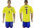 2018 World Cup Sweden team #1 OLSEN yellow soccer jersey home