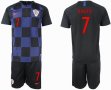 2018 World Cup Croatia team #7 RAKITIC black blue soccer jerseys away