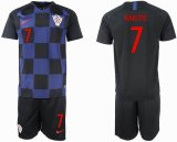 2018 World Cup Croatia team #7 RAKITIC black blue soccer jerseys away