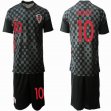 2020 European Cup Croatia Team #10 MODRIC black soccer jersey away