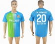 2016-2017 Bayer 04 Leverkusen thailand version CH.ARANGUIZ #20 skyblue green soccer jersey away