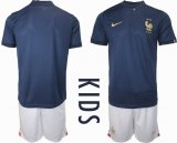 2022 France World Cup blue kids soccer Jerseys home-HQ