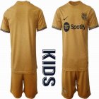 2022-2023 Barcelona club yellow kid soccer jerseys away