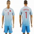 2016 Turkey team BABACAN #1 skyblue soccer jersey away