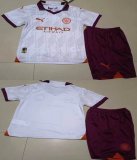 2023-2024 Manchester City club white red kid soccer jerseys away-GD