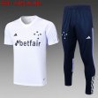 2023-2024 Cruzeiro white blue Polo Soccer uniforms with Long Trousers -C1021