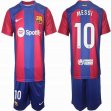 2023-2024 Barcelona club #10 MESSI red blue soccer jerseys home