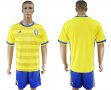 2017-2018 Sweden team yellow blue soccer jersey home