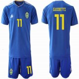 2018 World Cup Sweden #11 GUIDETTI blue soccer jersey away