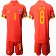 2020-2021 Wales team #8 WILSON red soccer jerseys home
