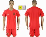 Spain red goalkeeper soccer jersey FIFA World Cup and Russia 2018 patch