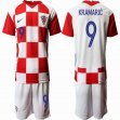2020 European Cup Croatia Team #9 KRAMARIC white red soccer jersey home