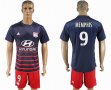 2017-2018 Lyon club #9 MEMPHIS blue red soccer jersey away