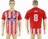 2017-2018 Atletico Madrid #8 SAUL thailand version red white soccer jersey home