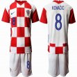 2020 European Cup Croatia Team #8 KOVACIC white red soccer jersey home
