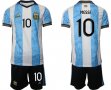 2022 World Cup Argentina #10 MESSI blue white black soccer Jerseys home