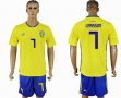2018 World Cup Sweden team #7 LARSSON yellow soccer jersey home