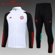 2023-2024 Manchester United club white black kid soccer jacket with long shorts E716#