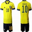 2020-2021 Sweden team #10 FORSBERG yellow soccer jerseys home