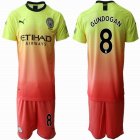 2019-2020 Manchester City club #8 GUNDOGAN orange yellow soccer jersey away