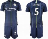 2018-2019 Manchester City club #5 STONES blue soccer jersey away