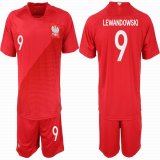 2021 Poland Team red #9 LEWANDOWSKI soccer jersey away