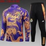 2024-2025 Real Madrid club purple black soccer uniforms with Long Trousers B915