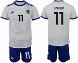 2018 World Cup Russia team #11 SMOLOV whtie blue soccer jersey away