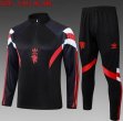 2024-2025 Manchester United club black red soccer uniforms with Long Trousers B943