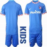 2022-2023 Atletico Madrid club blue youth soccer jersey second away