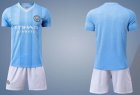 2023-2024 Manchester City club skyblue white soccer jersey home