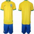 2022 World Cup Brazil team yellow blue soccer jersey home-HQ