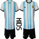 2022 World Cup Argentina blue white black kid soccer Jerseys home-HQ