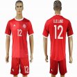 2016 Denmark national team BJELLAND #12 red soccer jerey home