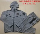 2024-2025 Barcelona Club Hemp grey sports Hooded Sweatshirt with Long Trousers F578