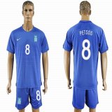 2016-2017 Greece team PETSOS #8 blue soccer jersey away