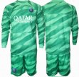 Custom Paris Saint-Germain green kids long sleeves goalkeeper soccer jerseys