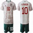 2022 World Cup Mexico Team #10 O.PINEDA white red green soccer jerseys away