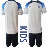 2022 World Cup England white blue kid soccer jerseys away